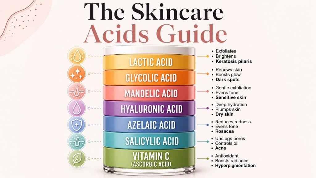 Skincare acids guide infographic — Hello Gorgeous Skin 101