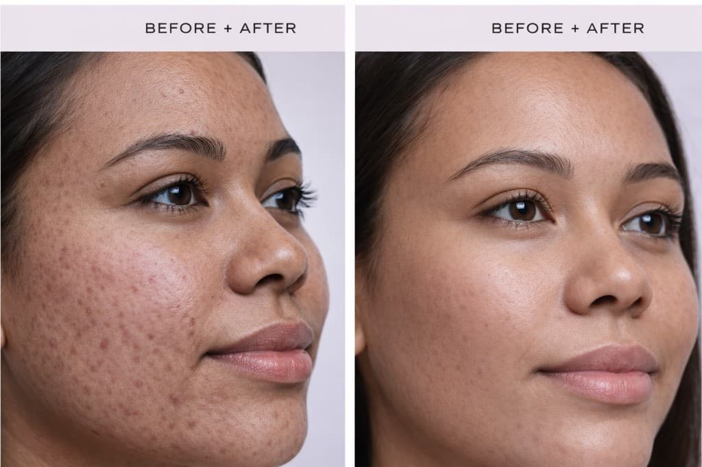 Microneedling skin texture before and after results at Hello Gorgeous Med Spa