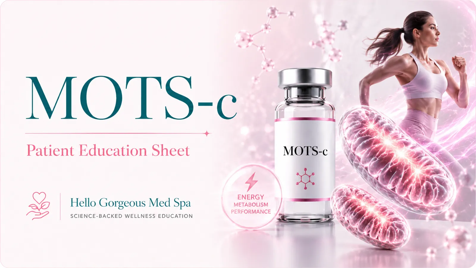 MOTS-c patient education thumbnail — Hello Gorgeous Med Spa peptide & wellness education, Oswego IL
