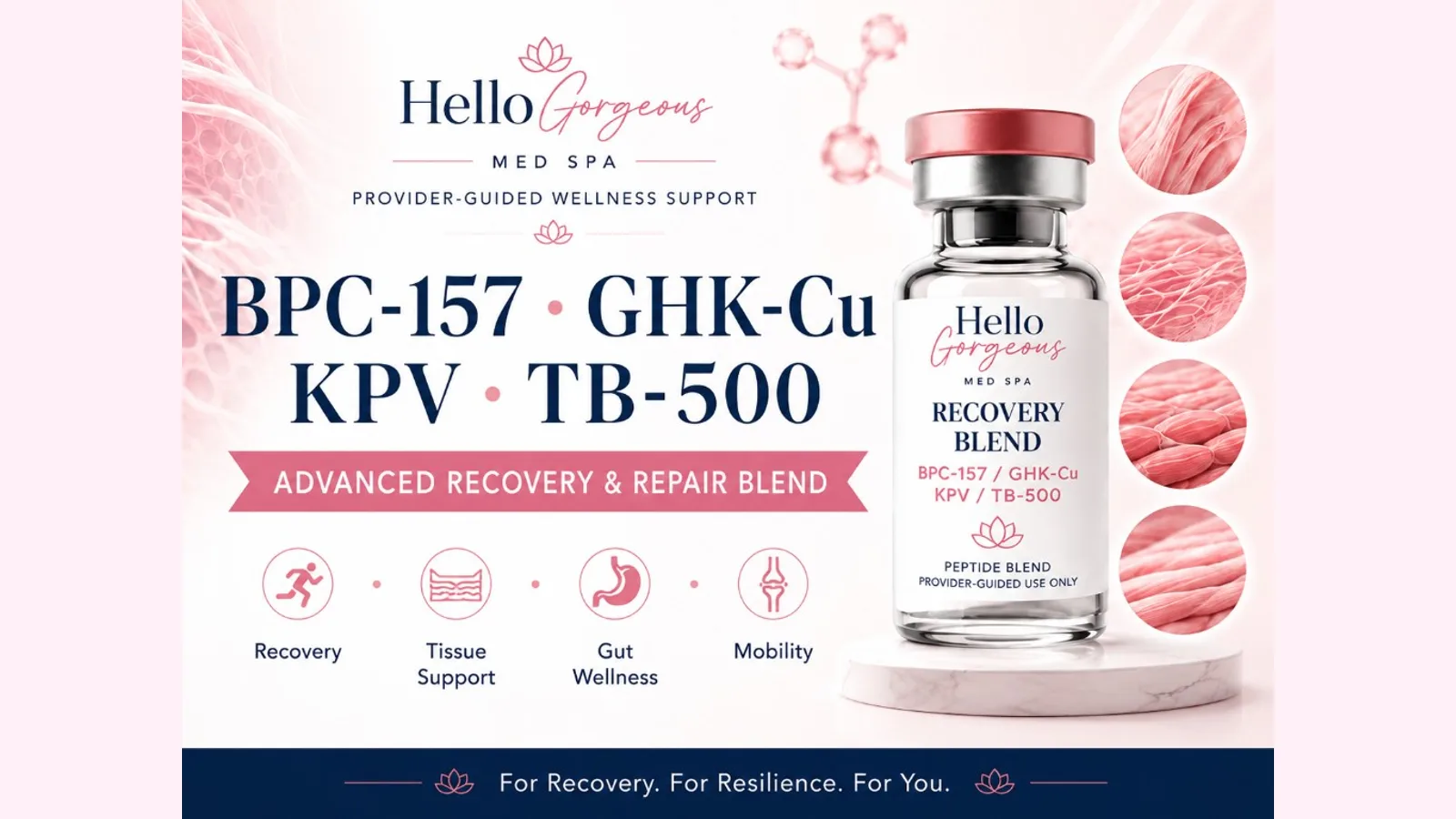 Recovery Blend patient education thumbnail — Hello Gorgeous Med Spa peptide & wellness education, Oswego IL