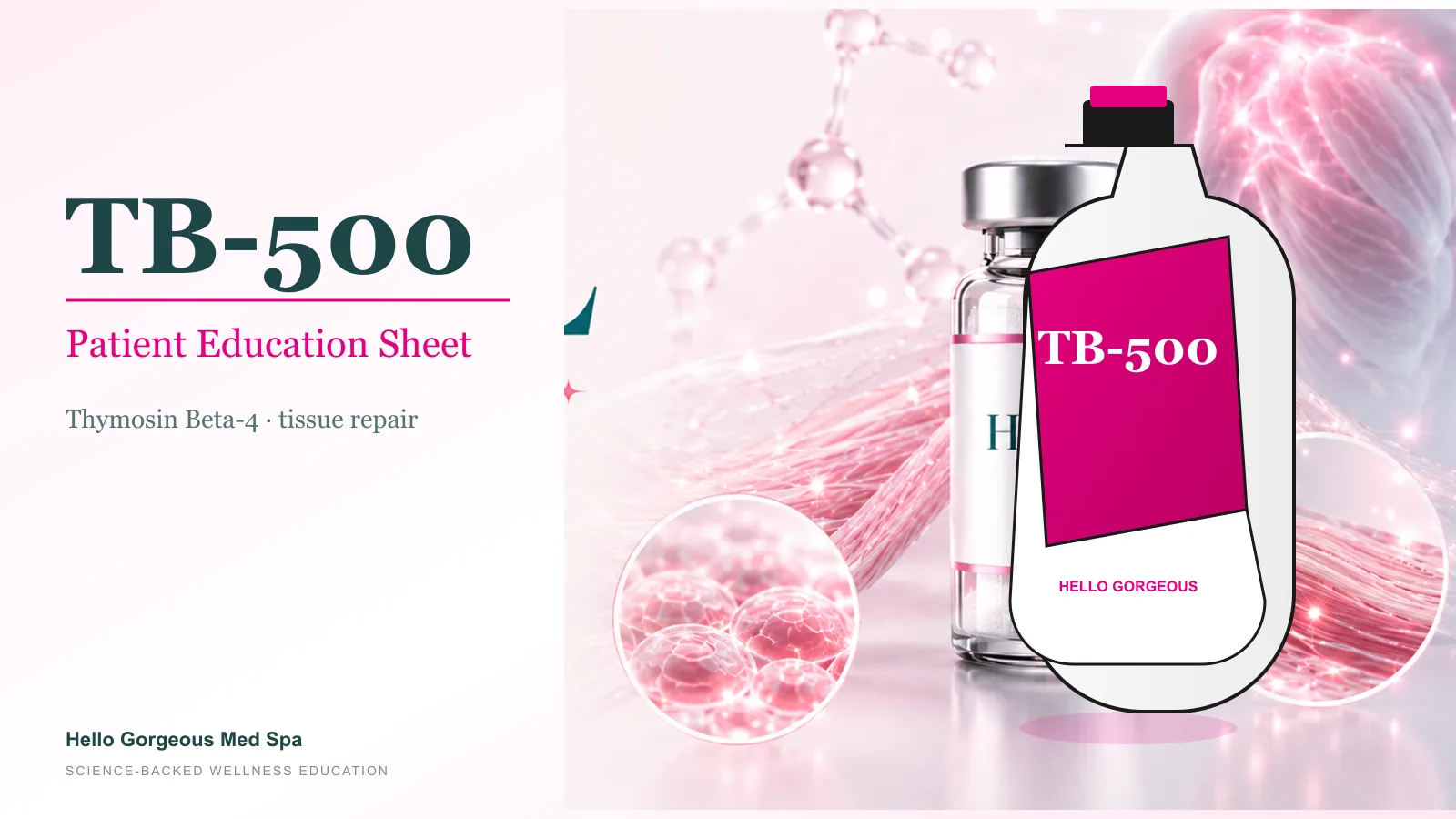TB-500 patient education thumbnail — Hello Gorgeous Med Spa peptide & wellness education, Oswego IL