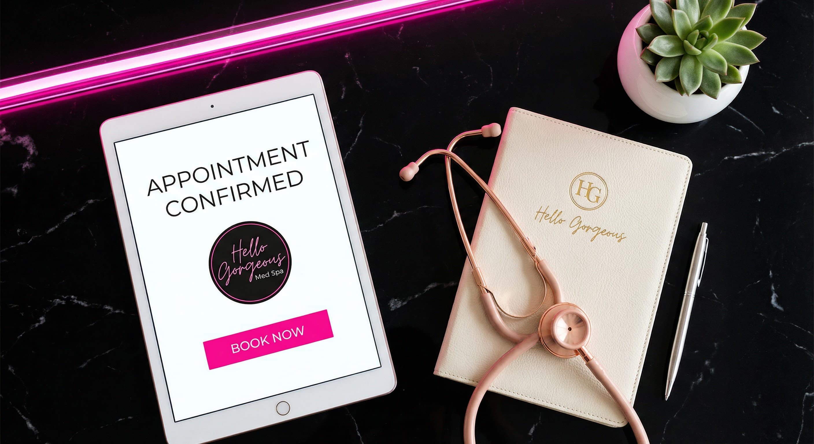 Hello Gorgeous consultation experience with iPad and branded materials