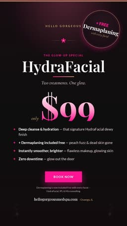 HydraFacial $99 Glow-Up Special — Hello Gorgeous Med Spa Oswego IL