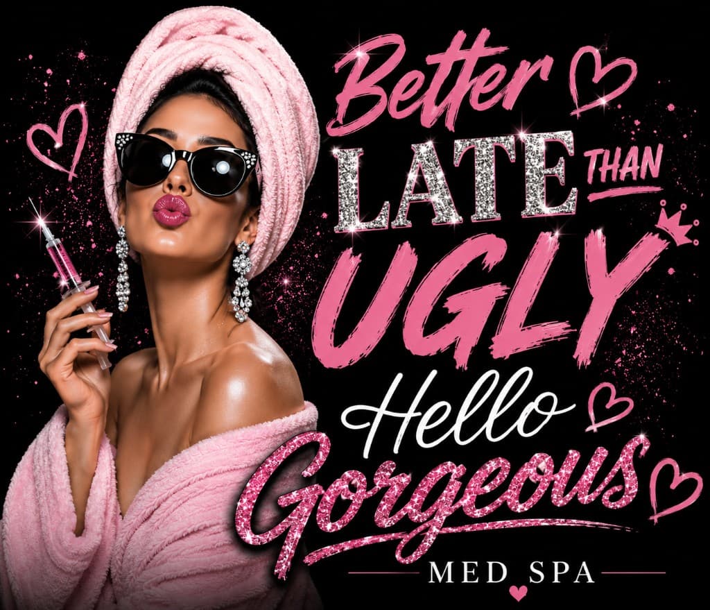 Better Late Than Ugly — Hello Gorgeous Med Spa eGift card design