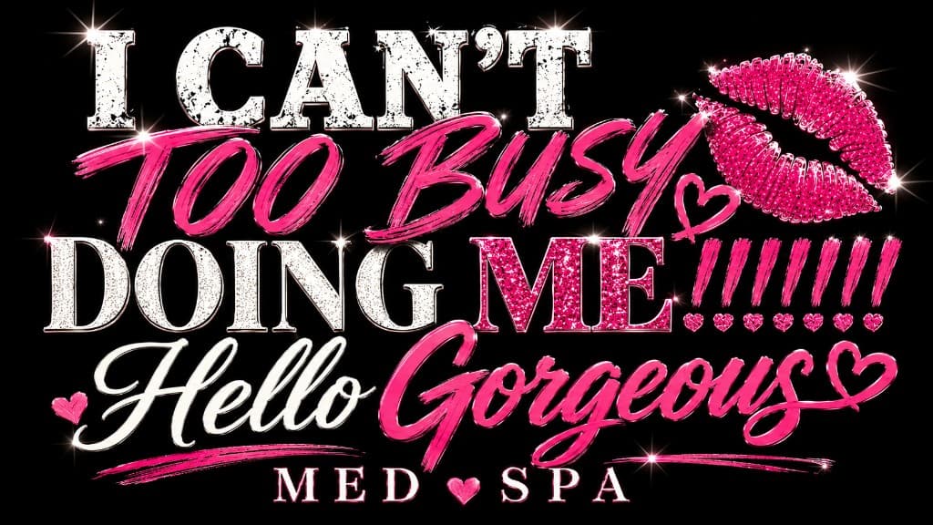 Too Busy Doing Me — Hello Gorgeous Med Spa eGift card design