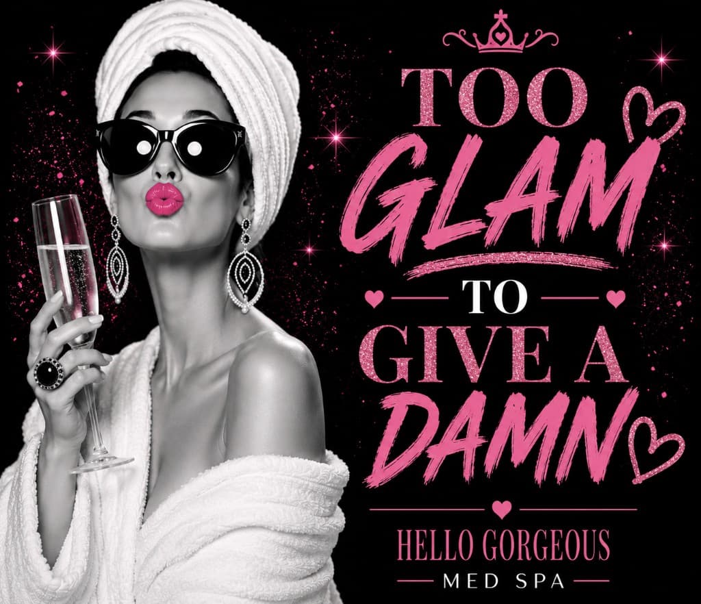 Too Glam to Give a Damn — Hello Gorgeous Med Spa eGift card design
