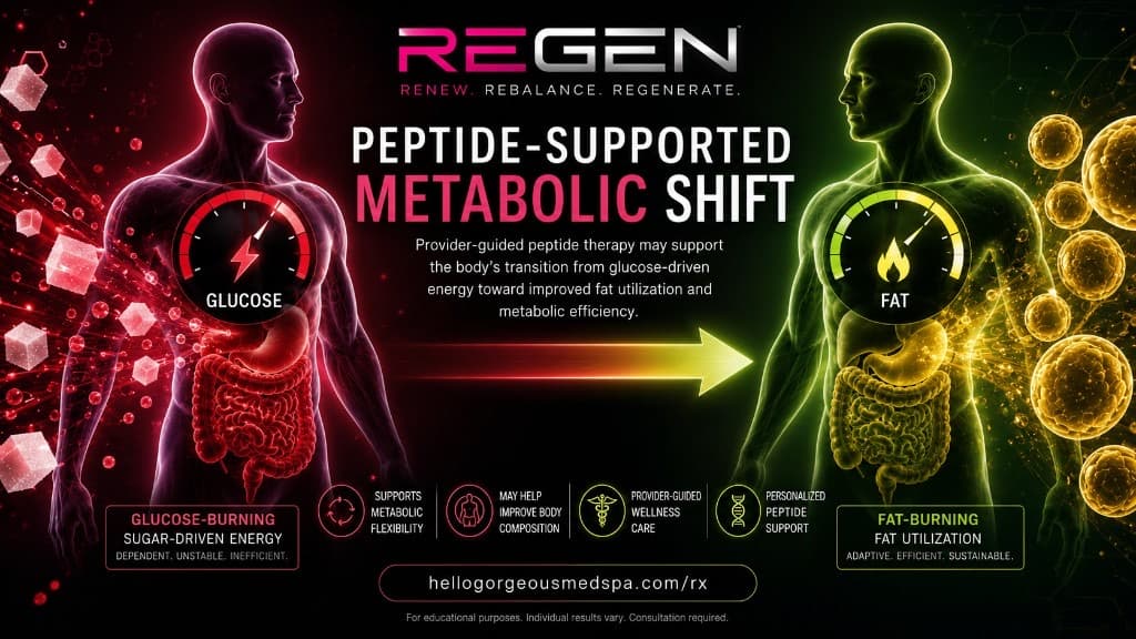 Peptide-supported metabolic shift — glucose-burning versus fat-burning