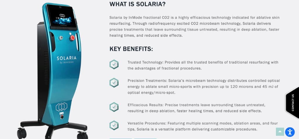 InMode Solaria manufacturer workstation overview