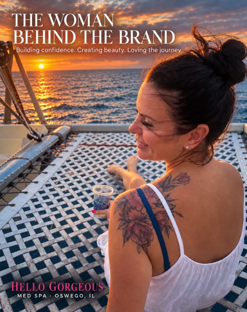 Danielle Alcala-Glazier at sunset — founder of Hello Gorgeous Med Spa in Oswego, IL